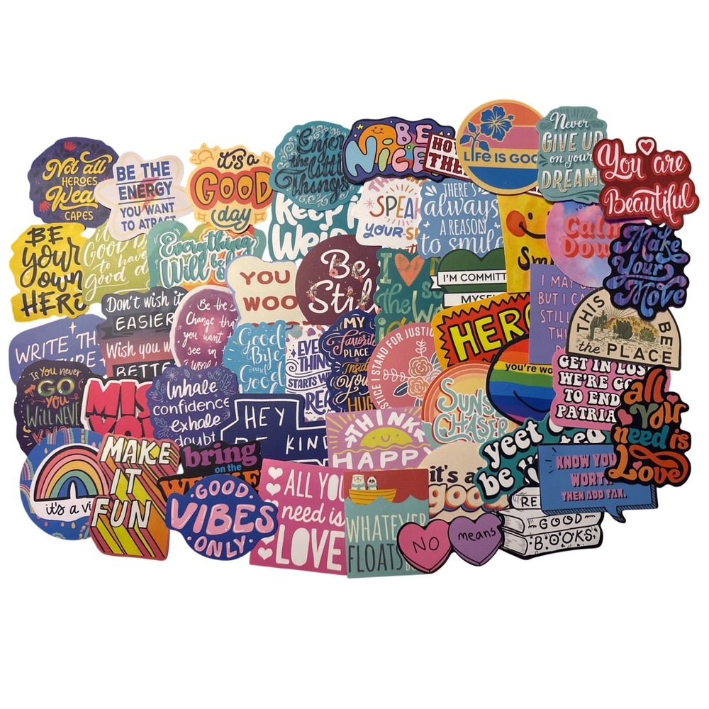 NEW Positive Affirmation Vinyl Sticker Pack 52 Count Motivational Decals